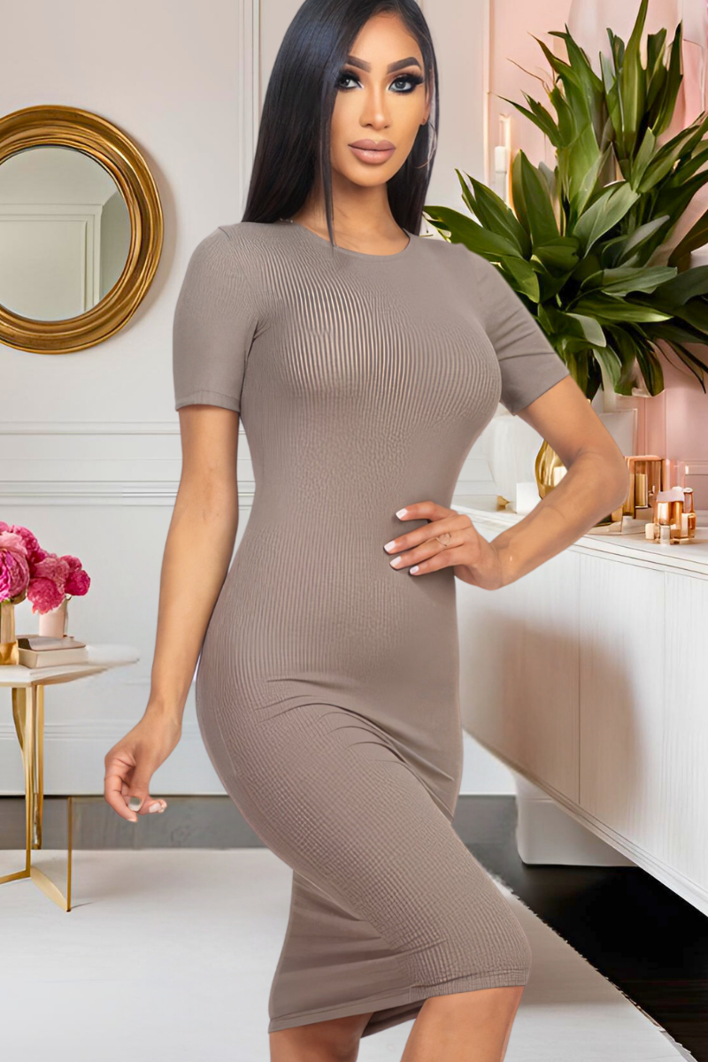 Divine Midi Dress (Taupe)