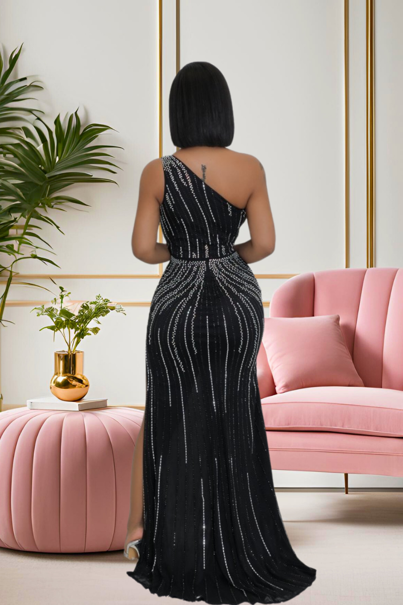 “Midnight Spotlight” One-Shoulder Gown