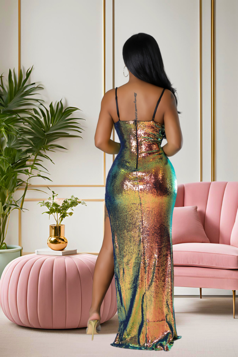 "Gleam Goddess" Iridescent Sequin Gown