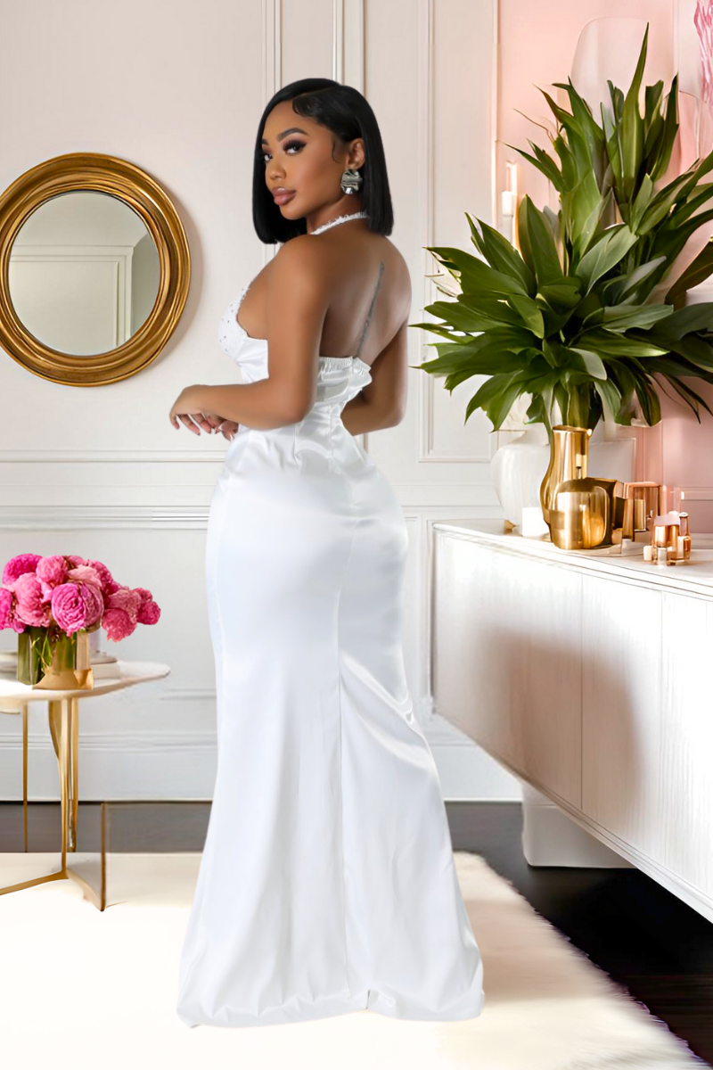 “All White Everything” Satin Corset Gown