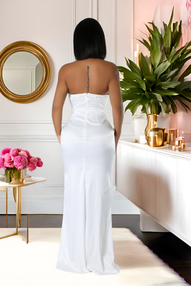 “All White Everything” Satin Corset Gown