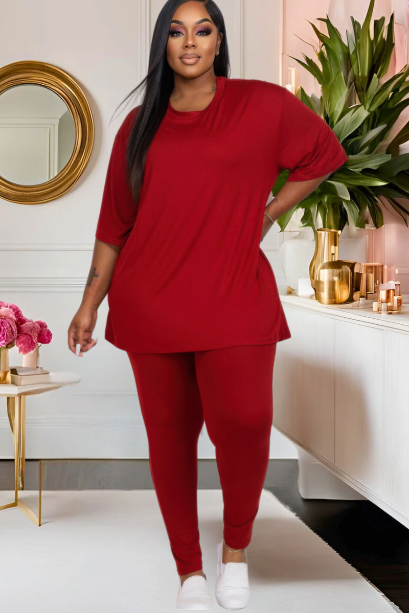 Plus Pretty Laid Back Leggings Set—(Multiple Colors)