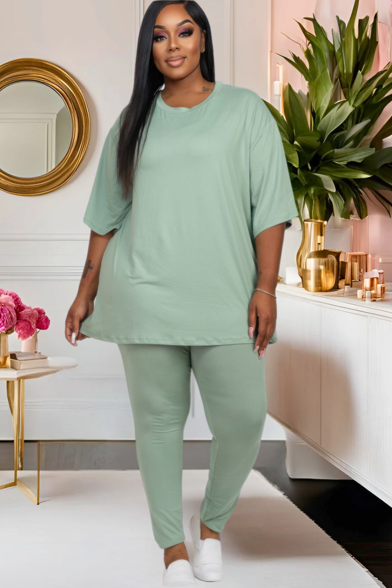 Plus Pretty Laid Back Leggings Set—(Multiple Colors)