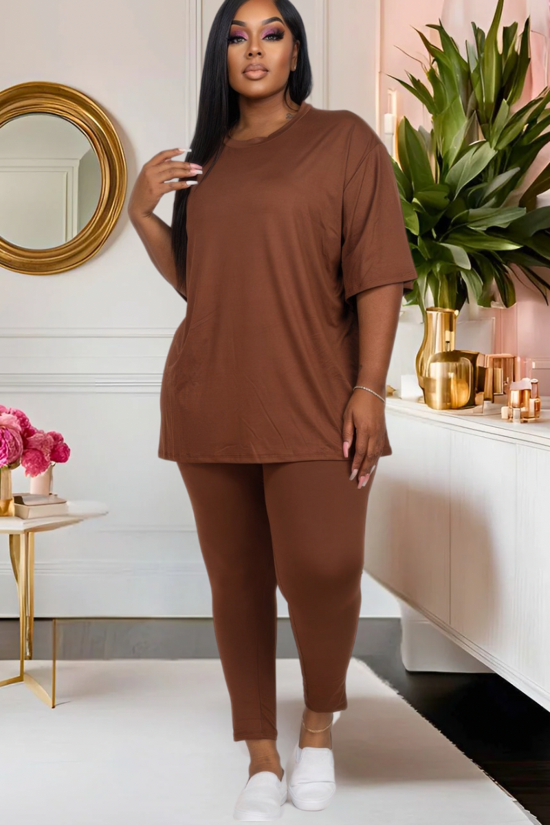 Plus Pretty Laid Back Leggings Set—(Multiple Colors)