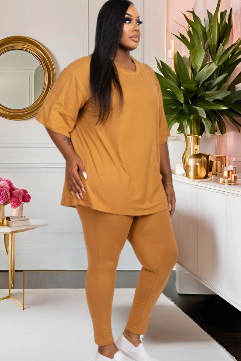 Plus Pretty Laid Back Leggings Set—(Multiple Colors)