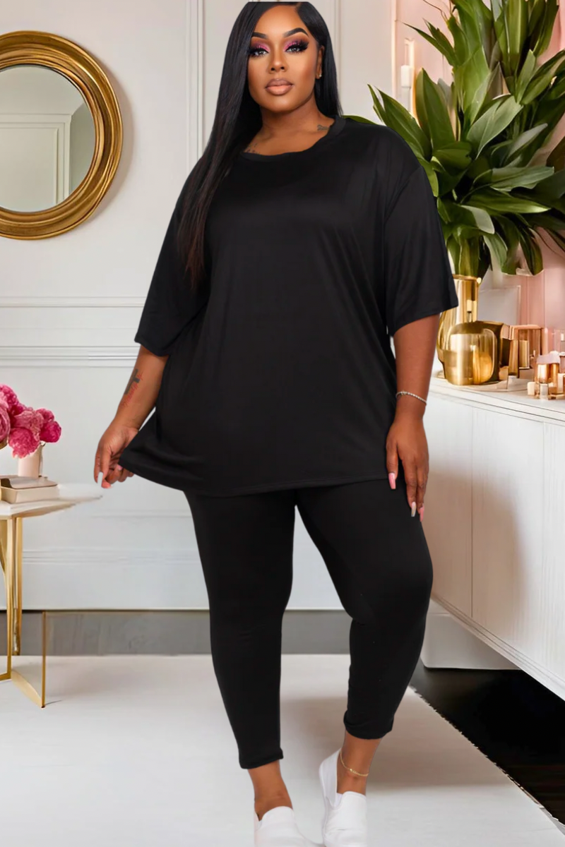 Plus Pretty Laid Back Leggings Set—(Multiple Colors)