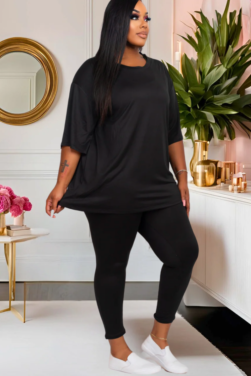 Plus Pretty Laid Back Leggings Set—(Multiple Colors)
