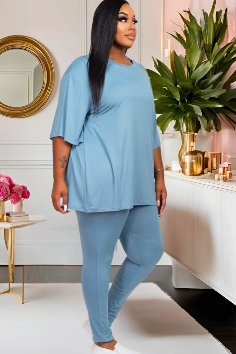 Plus Pretty Laid Back Leggings Set—(Multiple Colors)