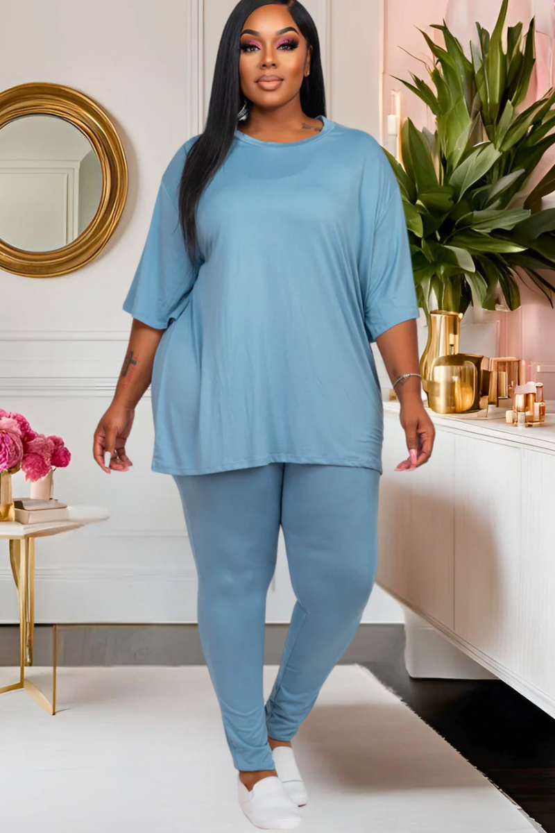 Plus Pretty Laid Back Leggings Set—(Multiple Colors)