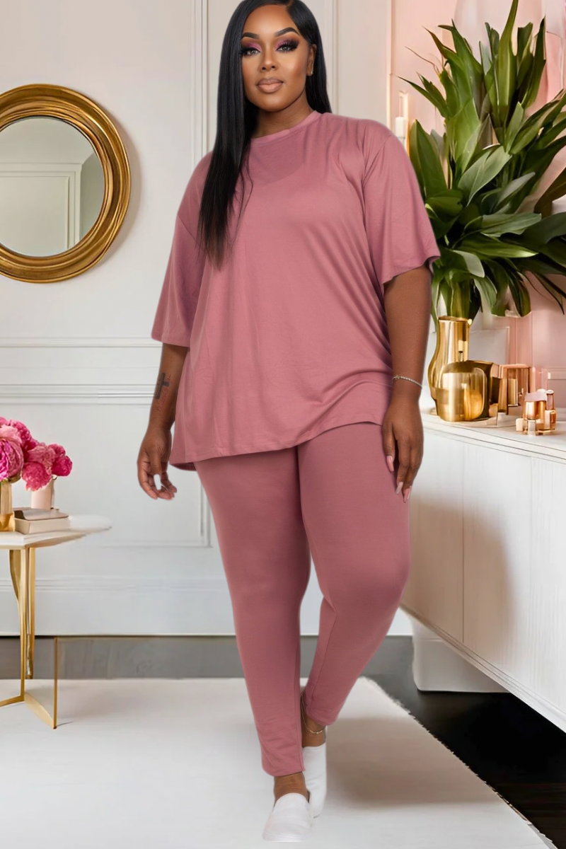 Plus Pretty Laid Back Leggings Set—(Multiple Colors)