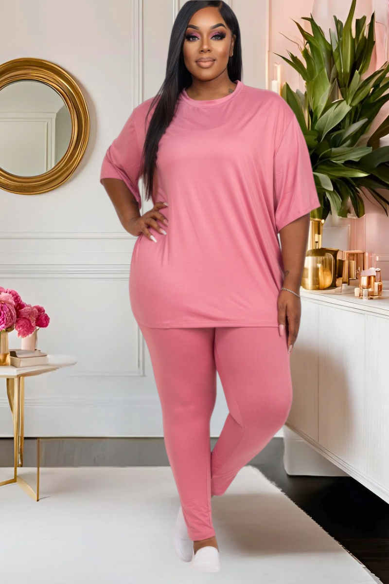 Plus Pretty Laid Back Leggings Set—(Multiple Colors)
