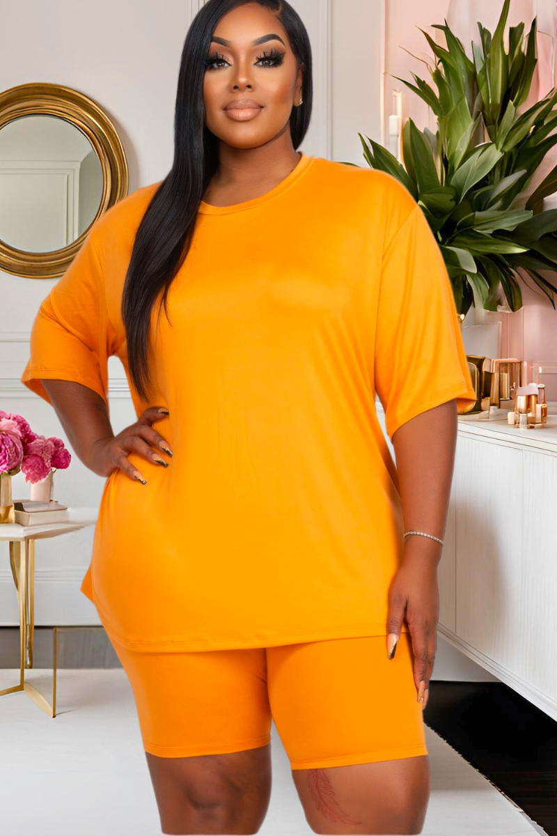 Plus Everyday Luxe Biker Short Set (Multiple Colors)