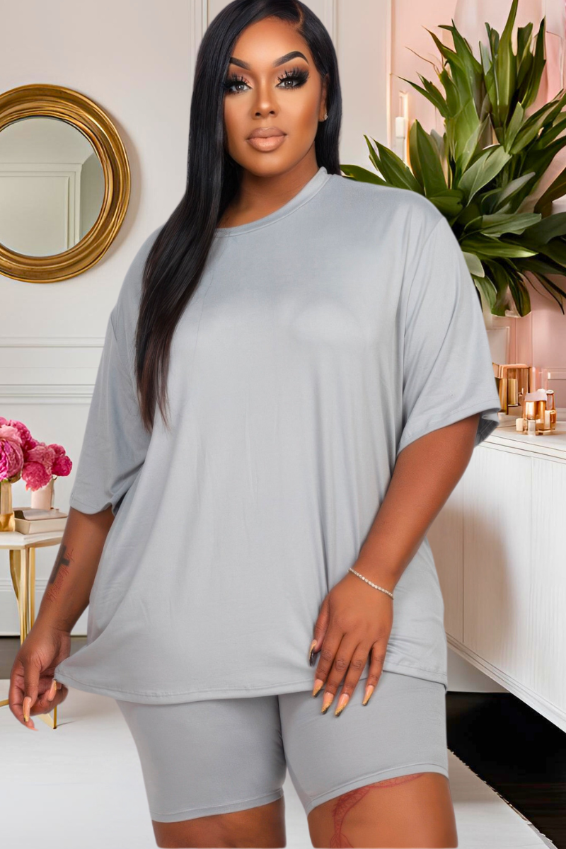 Plus Everyday Luxe Biker Short Set (Multiple Colors)