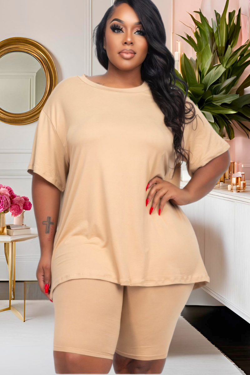 Plus Everyday Luxe Biker Short Set (Multiple Colors)