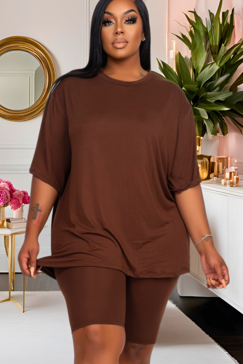 Plus Everyday Luxe Biker Short Set (Multiple Colors)