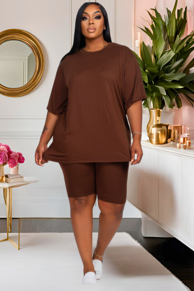 Plus Everyday Luxe Biker Short Set (Multiple Colors)