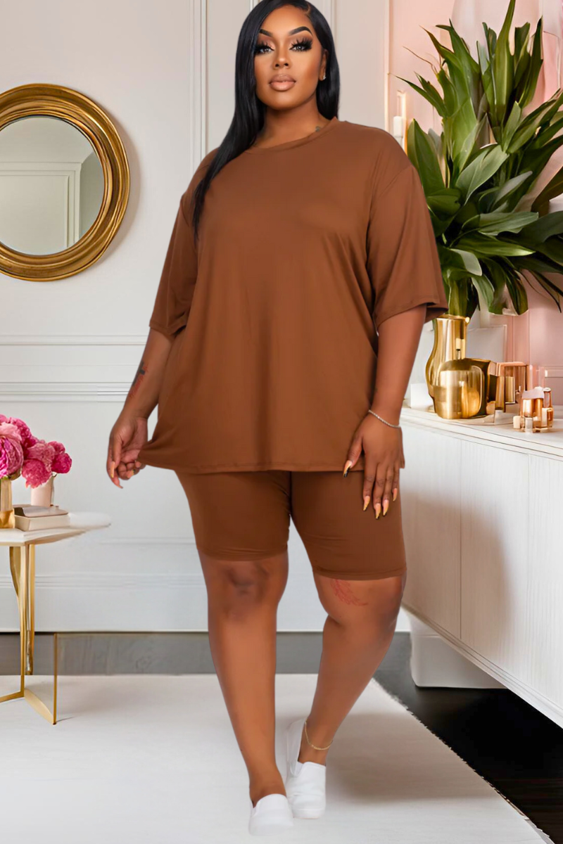 Plus Everyday Luxe Biker Short Set (Multiple Colors)