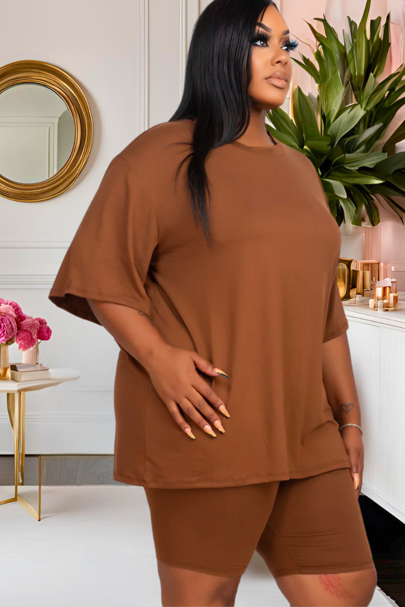 Plus Everyday Luxe Biker Short Set (Multiple Colors)