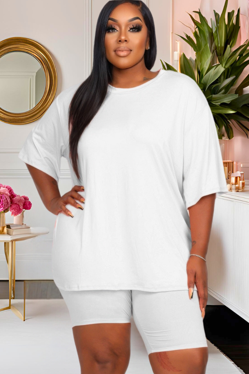 Plus Everyday Luxe Biker Short Set (Multiple Colors)
