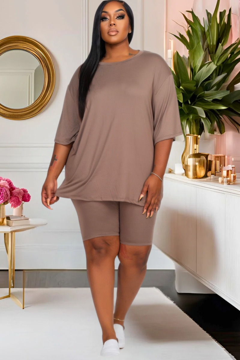 Plus Everyday Luxe Biker Short Set (Multiple Colors)