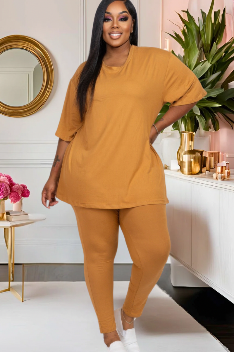 Plus Pretty Laid Back Leggings Set—(Multiple Colors)