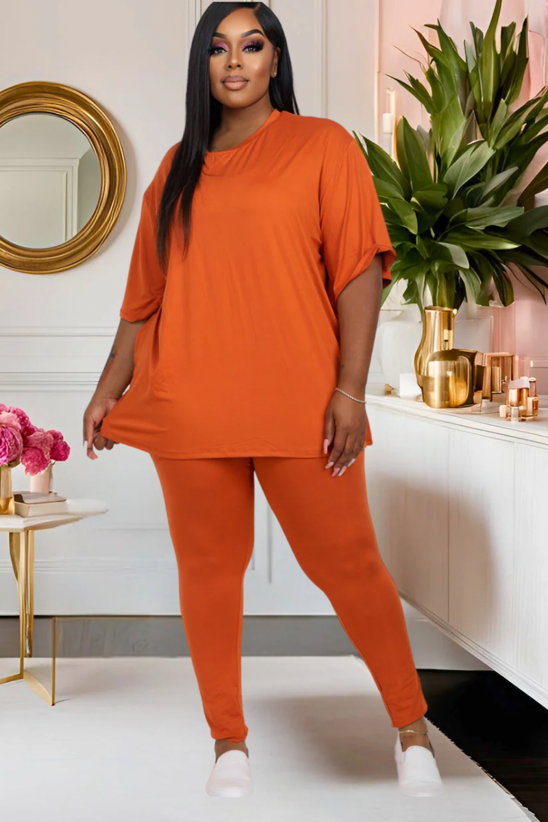 Plus Pretty Laid Back Leggings Set—(Multiple Colors)