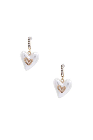 Pearl Heart Dangle Earring
