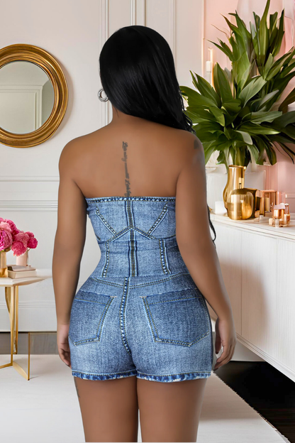 Snatched Denim Skort Set