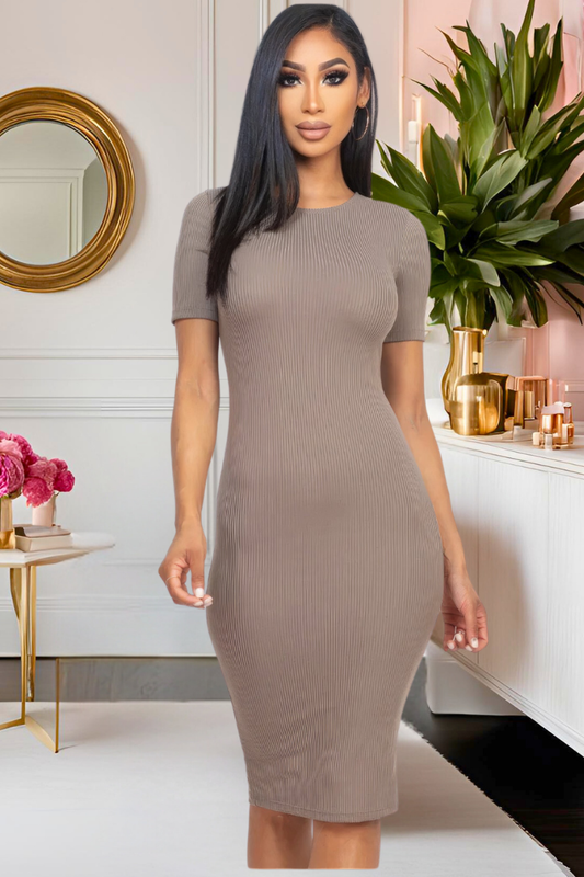 Divine Midi Dress (Taupe)