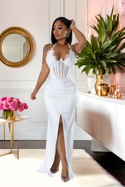 “All White Everything” Satin Corset Gown