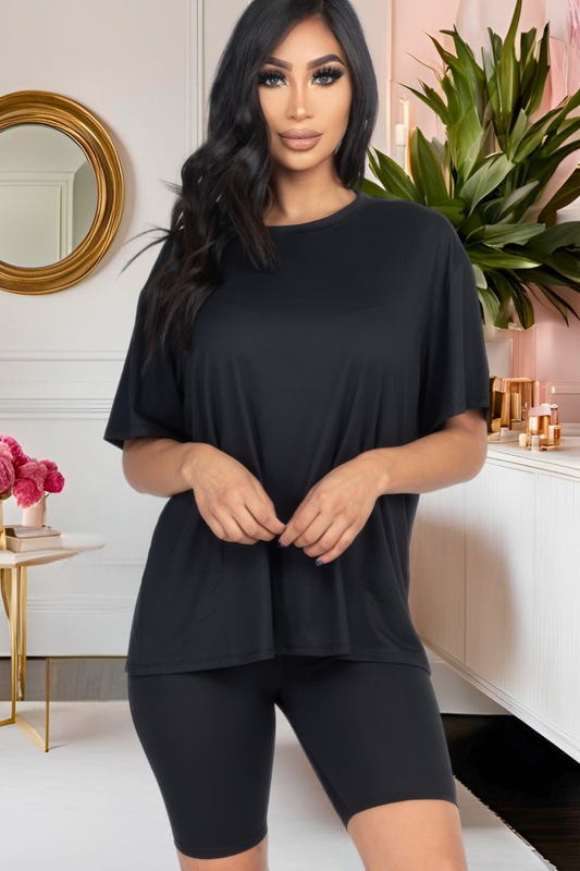 “Everyday Luxe” Biker Short Set –Jet Black