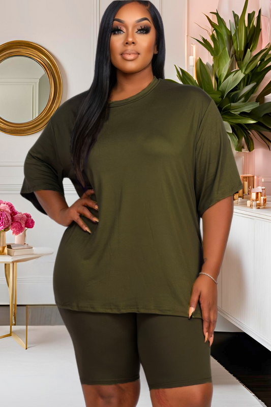 Plus Everyday Luxe Biker Short Set (Multiple Colors)